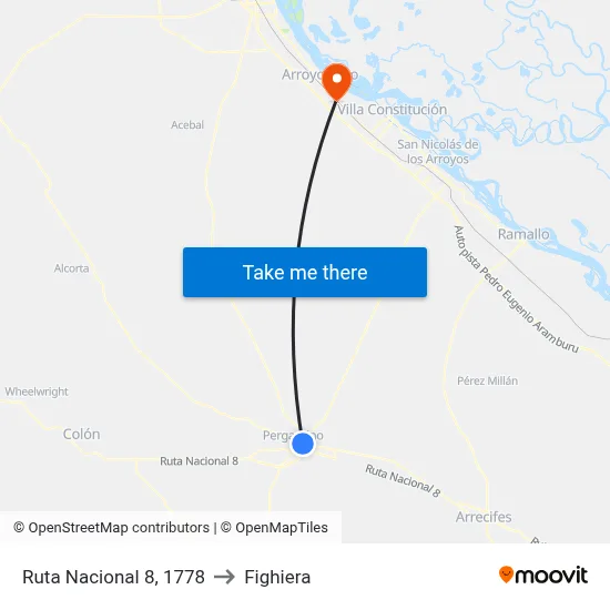 Ruta Nacional 8, 1778 to Fighiera map