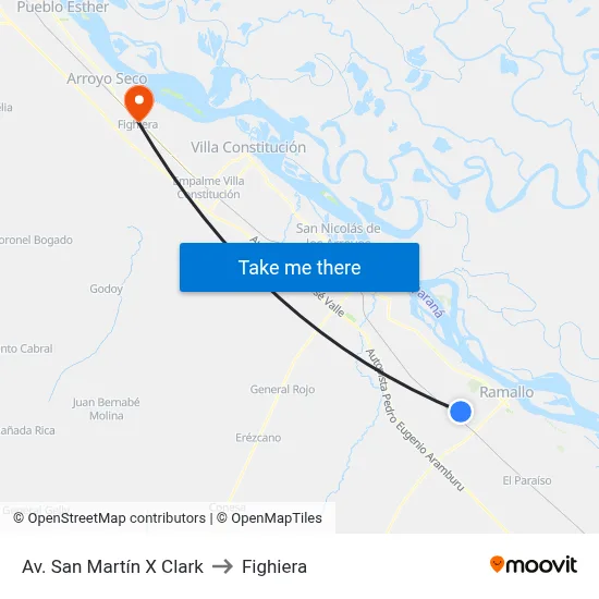 Av. San Martín X Clark to Fighiera map