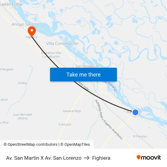 Av. San Martin X Av. San Lorenzo to Fighiera map