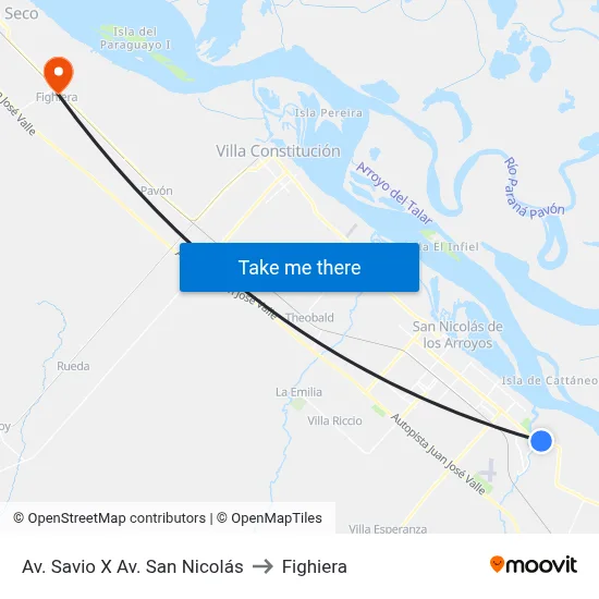 Av. Savio X Av. San Nicolás to Fighiera map