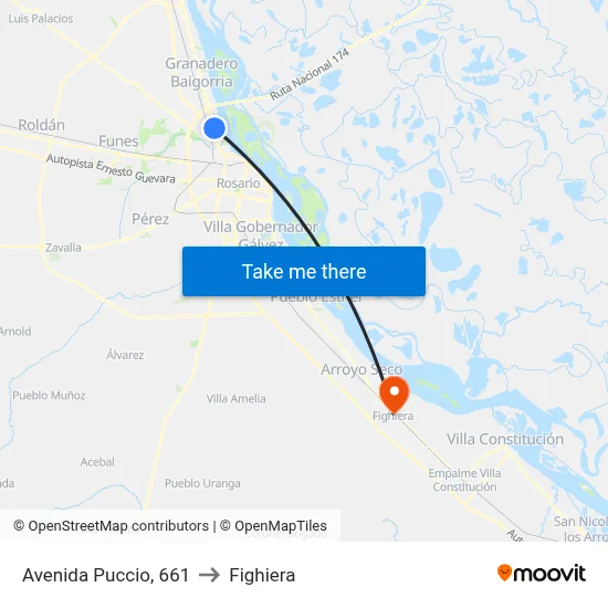 Avenida Puccio, 661 to Fighiera map