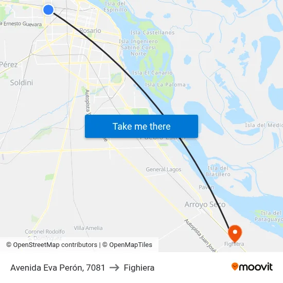 Avenida Eva Perón, 7081 to Fighiera map