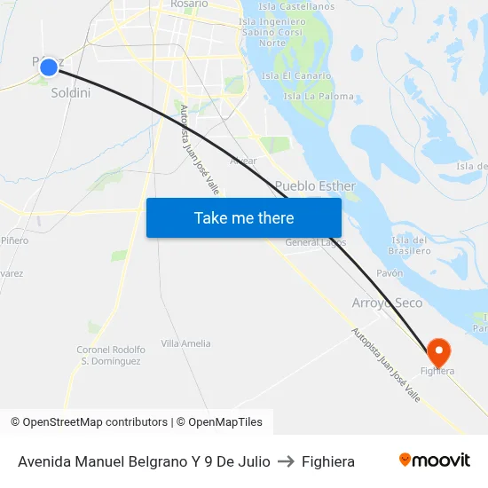 Avenida Manuel Belgrano Y 9 De Julio to Fighiera map