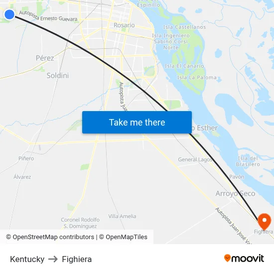 Kentucky to Fighiera map