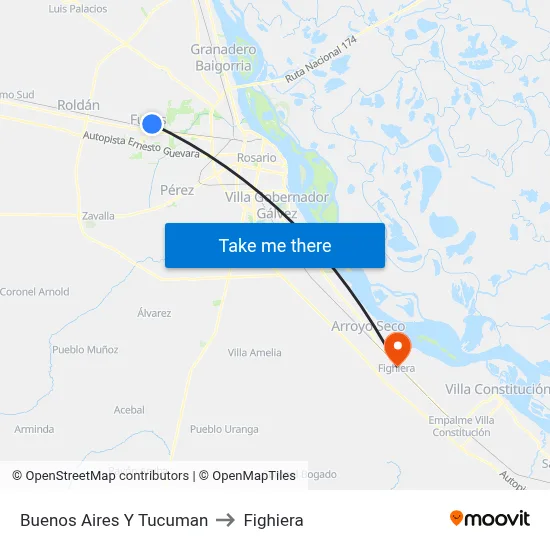 Buenos Aires Y Tucuman to Fighiera map