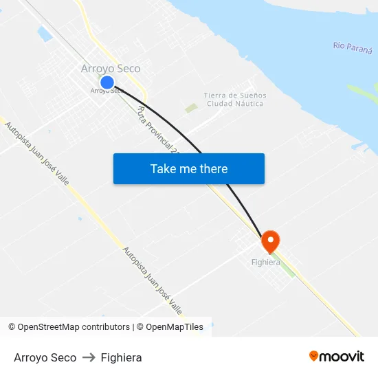 Arroyo Seco to Fighiera map