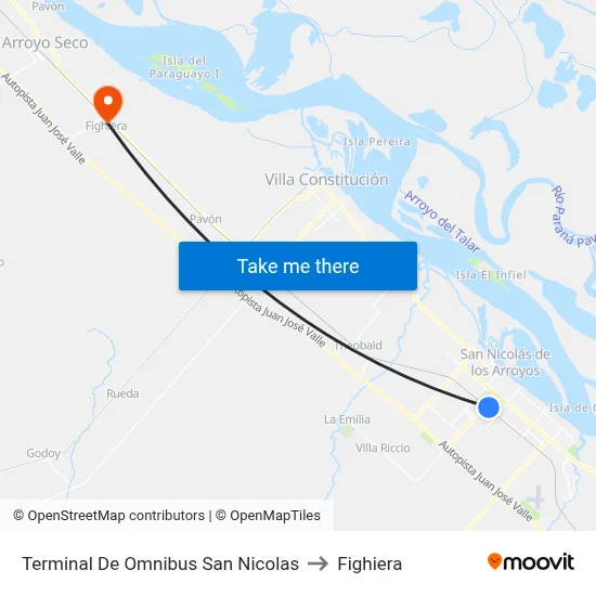 Terminal De Omnibus San Nicolas to Fighiera map