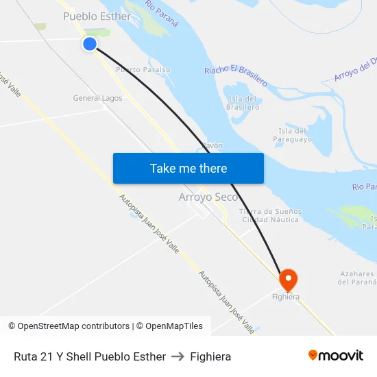 Ruta 21 Y Shell Pueblo Esther to Fighiera map
