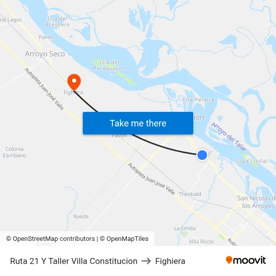 Ruta 21 Y Taller Villa Constitucion to Fighiera map