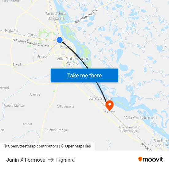 Junín X Formosa to Fighiera map