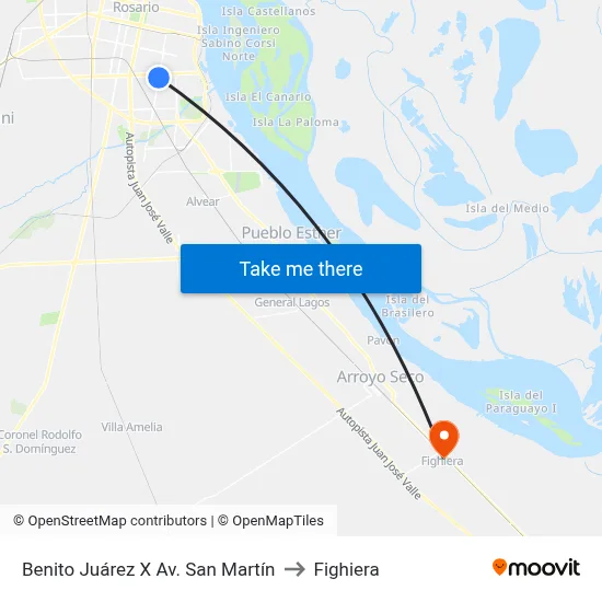Benito Juárez X Av. San Martín to Fighiera map