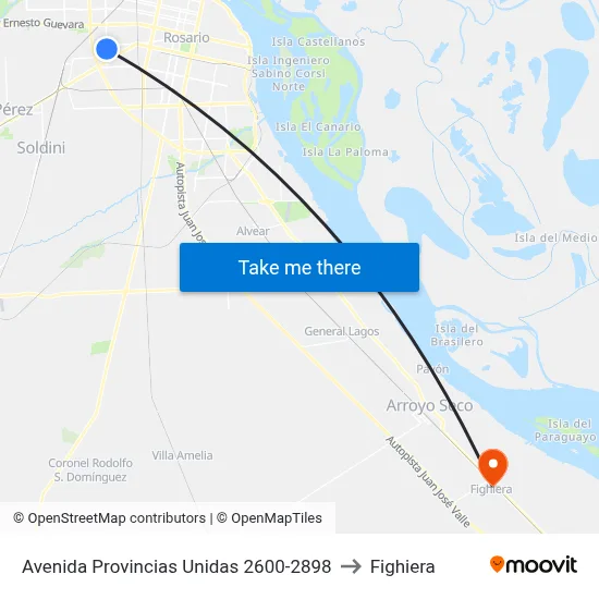 Avenida Provincias Unidas 2600-2898 to Fighiera map
