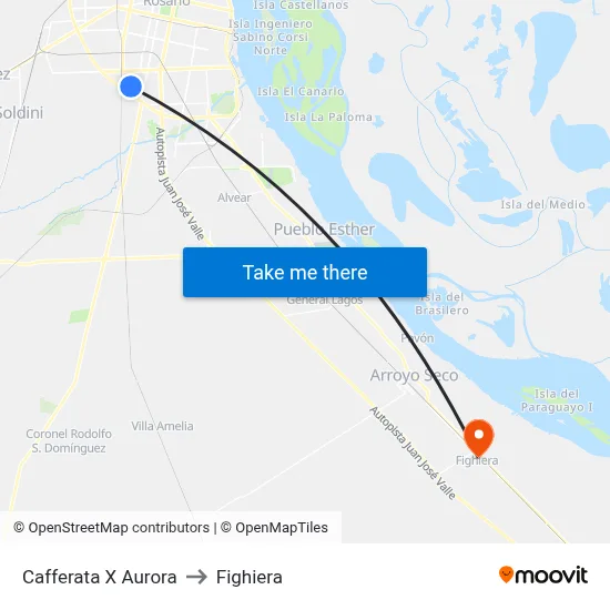 Cafferata X Aurora to Fighiera map