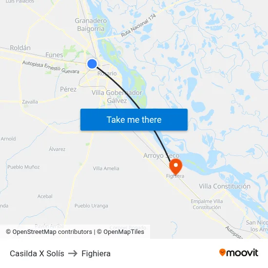 Casilda X Solís to Fighiera map
