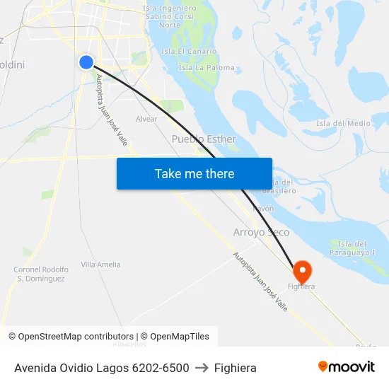 Avenida Ovidio Lagos 6202-6500 to Fighiera map