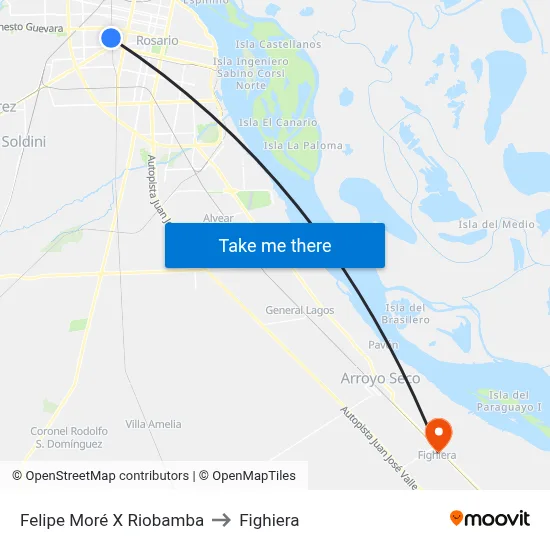 Felipe Moré X Riobamba to Fighiera map