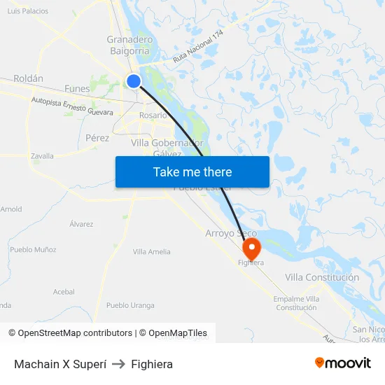 Machain X Superí to Fighiera map