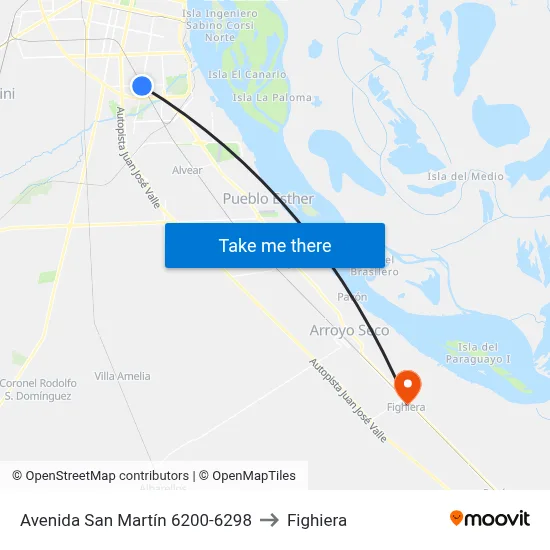 Avenida San Martín 6200-6298 to Fighiera map