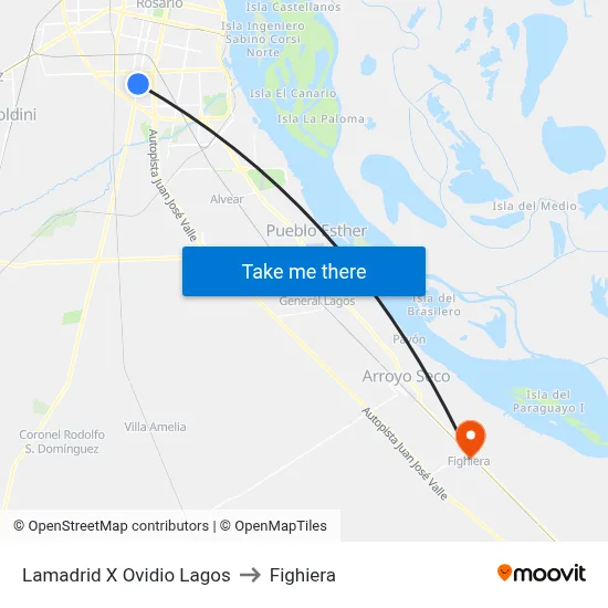 Lamadrid X Ovidio Lagos to Fighiera map