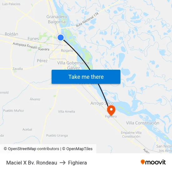 Maciel X Bv. Rondeau to Fighiera map