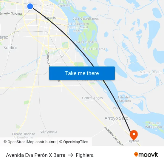 Avenida Eva Perón X Barra to Fighiera map