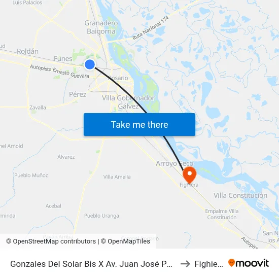 Gonzales Del Solar Bis X Av. Juan José Paso to Fighiera map