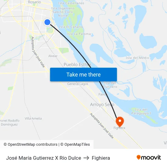 José María Gutierrez X Río Dulce to Fighiera map