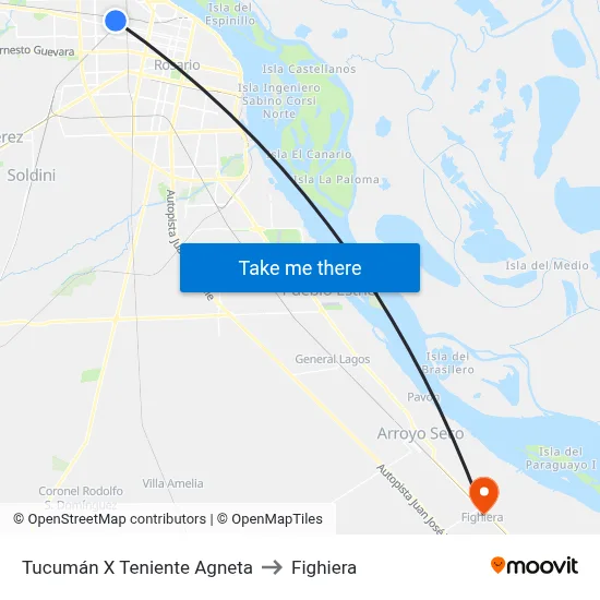 Tucumán X Teniente Agneta to Fighiera map