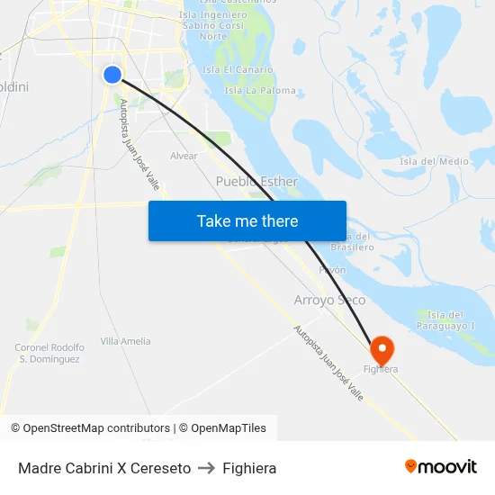 Madre Cabrini X Cereseto to Fighiera map