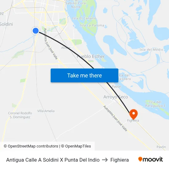 Antigua Calle A Soldini X Punta Del Indio to Fighiera map