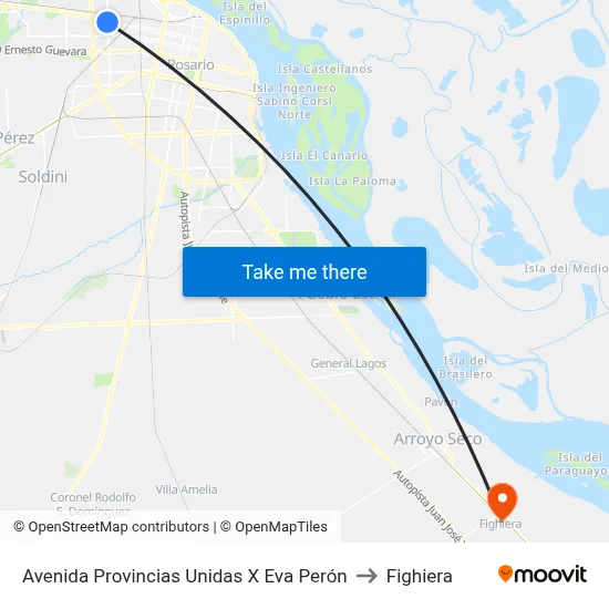 Avenida Provincias Unidas X Eva Perón to Fighiera map