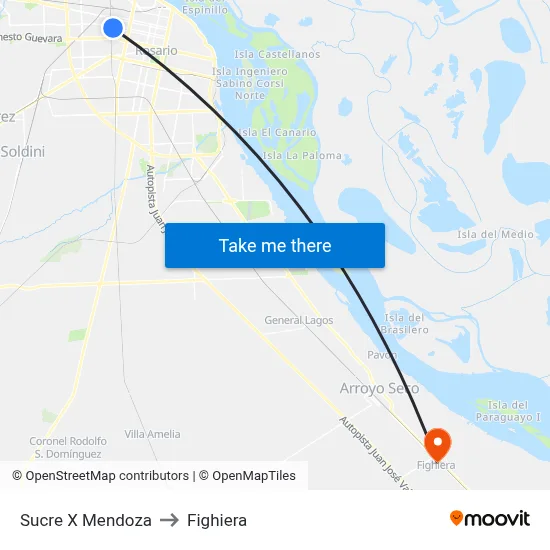 Sucre X Mendoza to Fighiera map