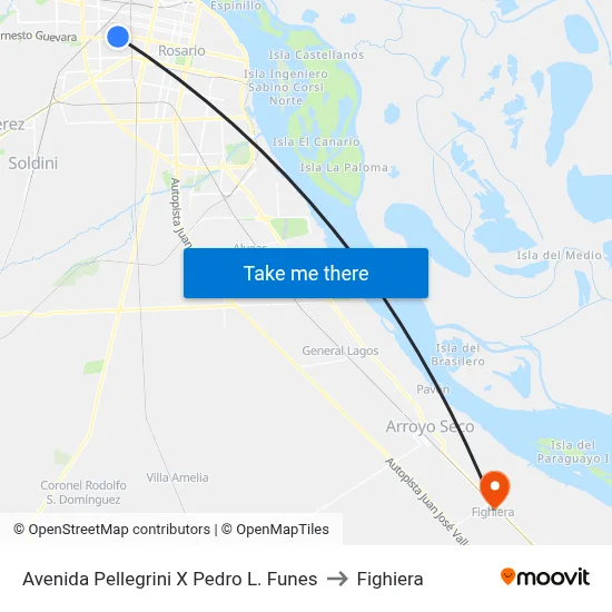 Avenida Pellegrini X Pedro L. Funes to Fighiera map