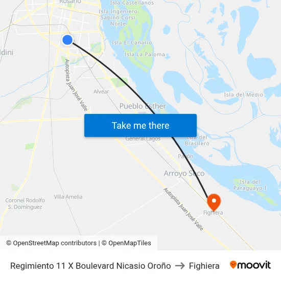 Regimiento 11 X Boulevard Nicasio Oroño to Fighiera map
