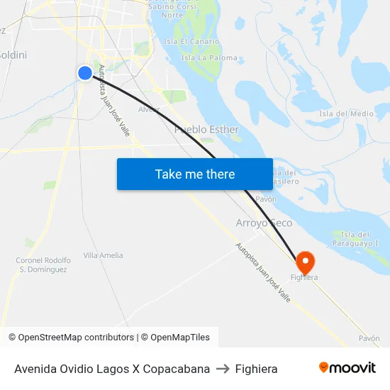 Avenida Ovidio Lagos X Copacabana to Fighiera map