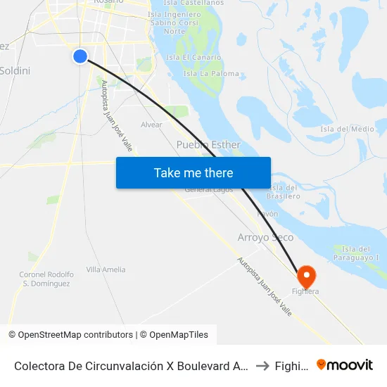 Colectora De Circunvalación X Boulevard Avellaneda to Fighiera map