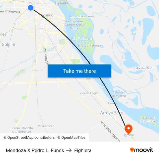 Mendoza X Pedro L. Funes to Fighiera map