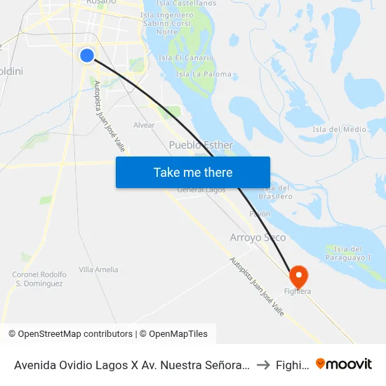 Avenida Ovidio Lagos X Av. Nuestra Señora Del Rosario to Fighiera map