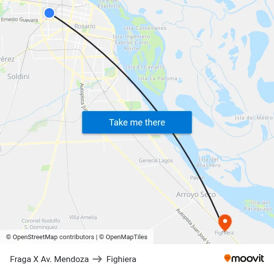 Fraga X Av. Mendoza to Fighiera map