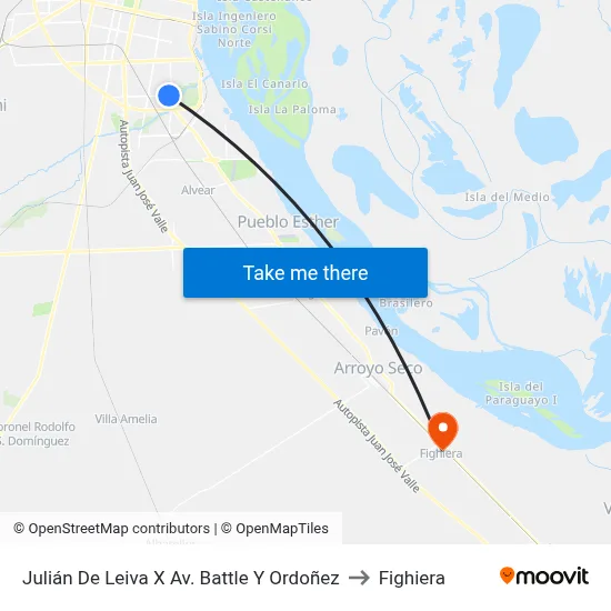 Julián De Leiva X Av. Battle Y Ordoñez to Fighiera map