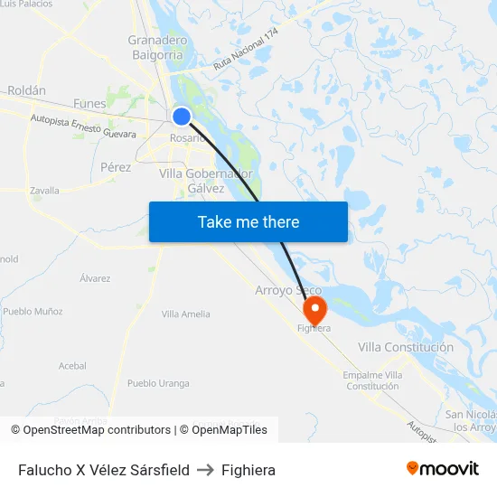 Falucho X Vélez Sársfield to Fighiera map