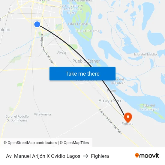 Av. Manuel Arijón X Ovidio Lagos to Fighiera map