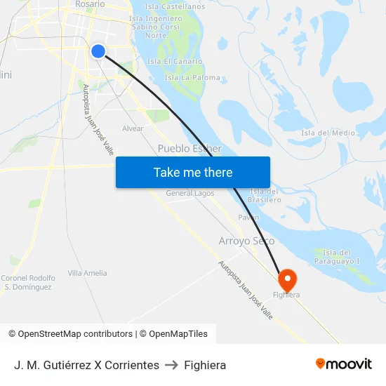 J. M. Gutiérrez X Corrientes to Fighiera map