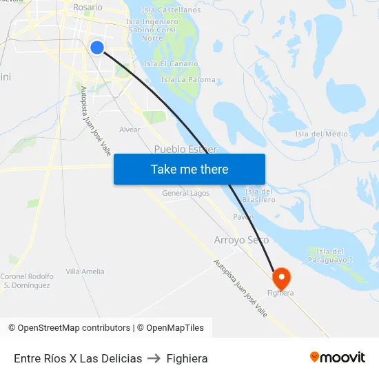 Entre Ríos X Las Delicias to Fighiera map