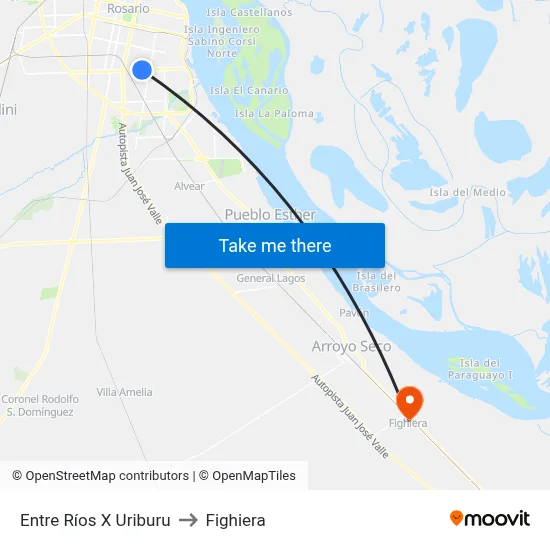 Entre Ríos X Uriburu to Fighiera map