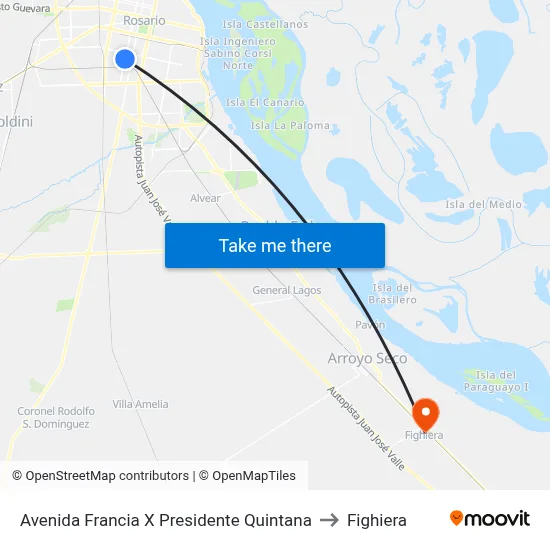 Avenida Francia X Presidente Quintana to Fighiera map