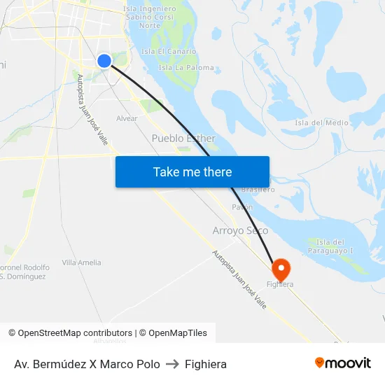 Av. Bermúdez X Marco Polo to Fighiera map