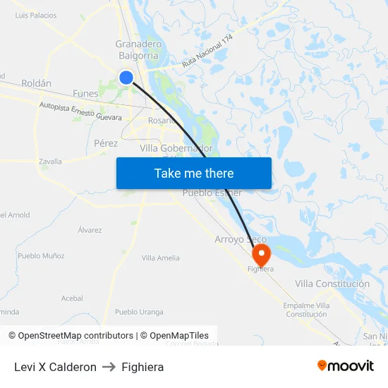 Levi X Calderon to Fighiera map