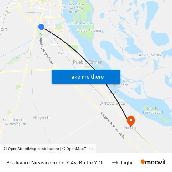 Boulevard Nicasio Oroño X Av. Battle Y Ordoñez to Fighiera map