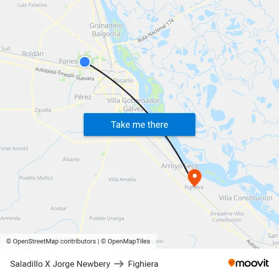 Saladillo X Jorge Newbery to Fighiera map